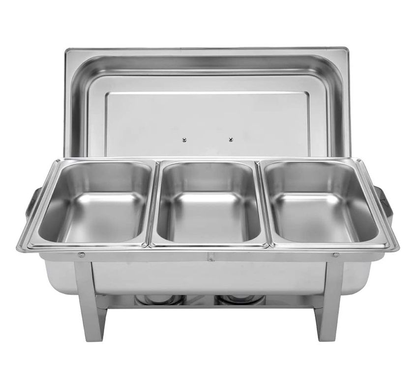 High Quality Stainless Steel Food Warming Triple Pan Chafing Dish - 9 Ltr