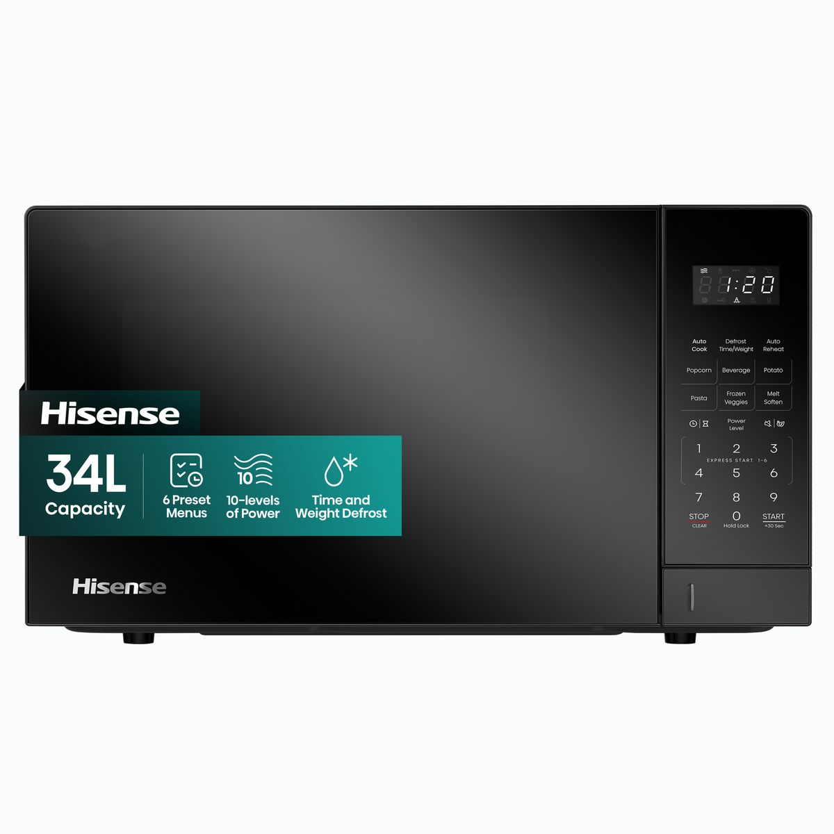 Hisense 34L 1000W Electronic Microwave Oven - Black