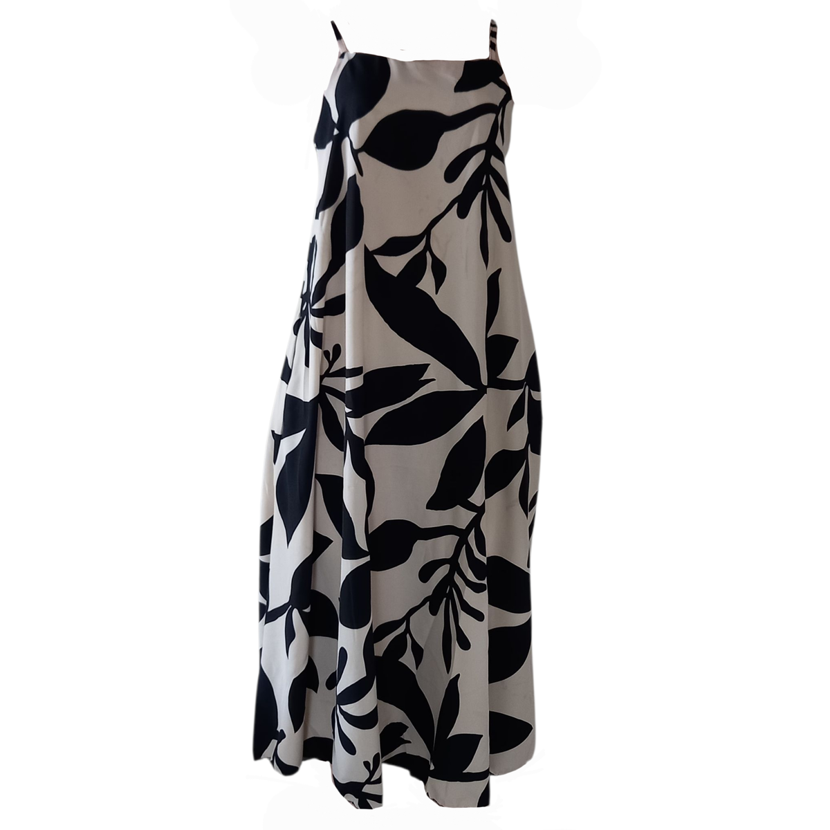 Ladies' Elegant Khaki and Black Leaf Print Dress