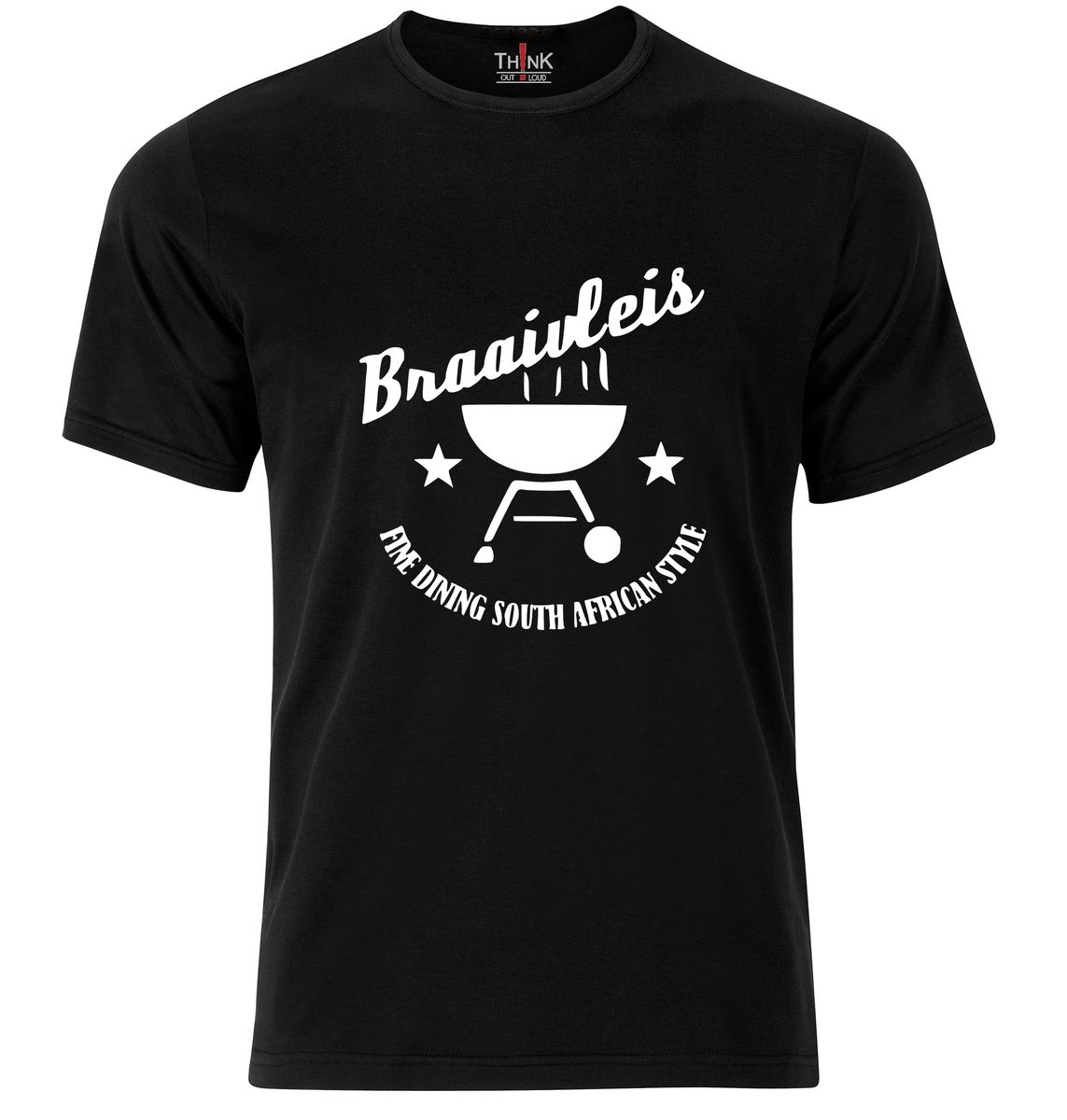 Think Out Loud Mens "Braaivleis" Short Sleeve Tshirt Black