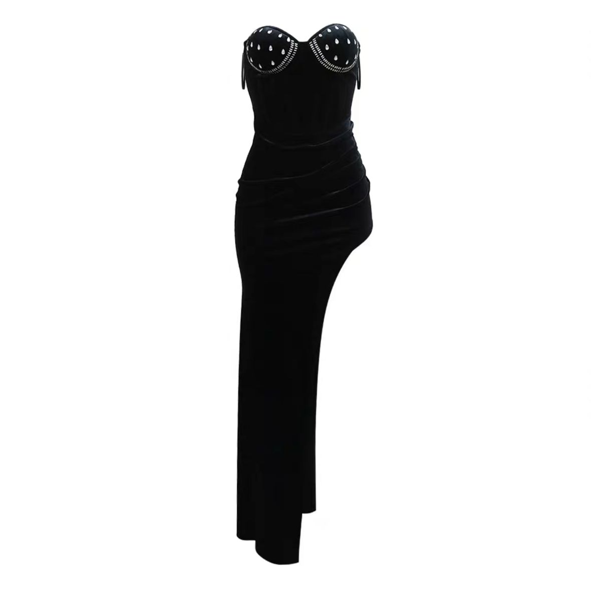 Elegant Solid Velvet Evening Dress