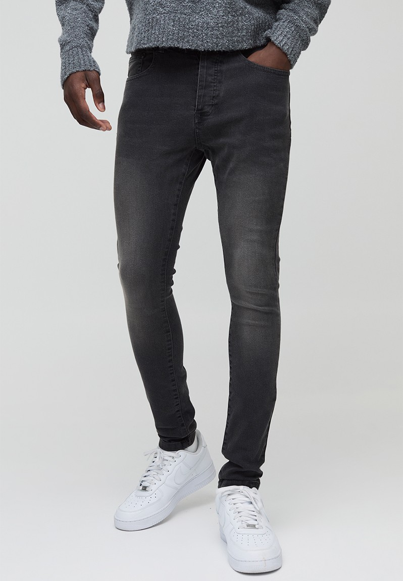 Super Skinny Stretch Washed Jeans - Charcoal