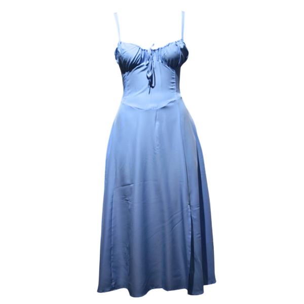 Missy Missi Backlace Criss Cross Sleeveless Dress - Blue